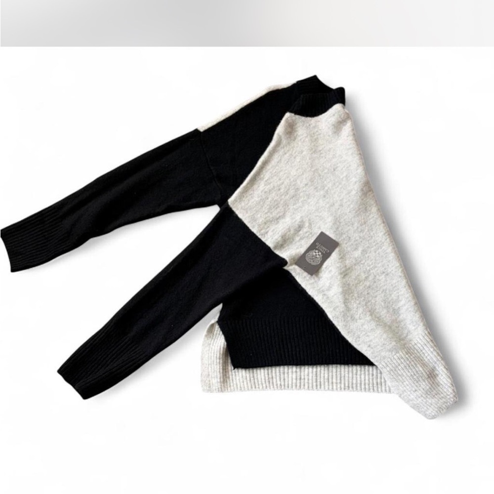 Vince Camuto Black and Gray Colorblock Sweater